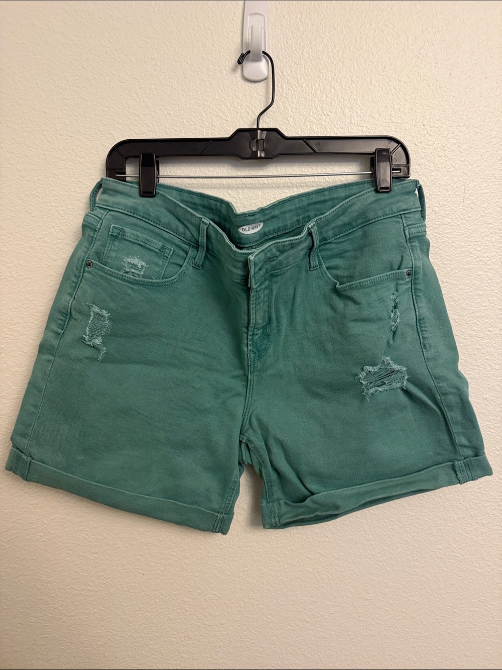 Old Navy Teal Green Distressed Women's Jean Shorts